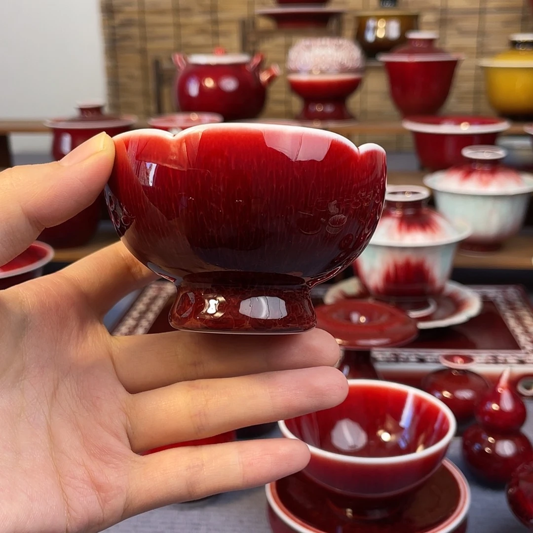 原矿郎红 花口美人杯。