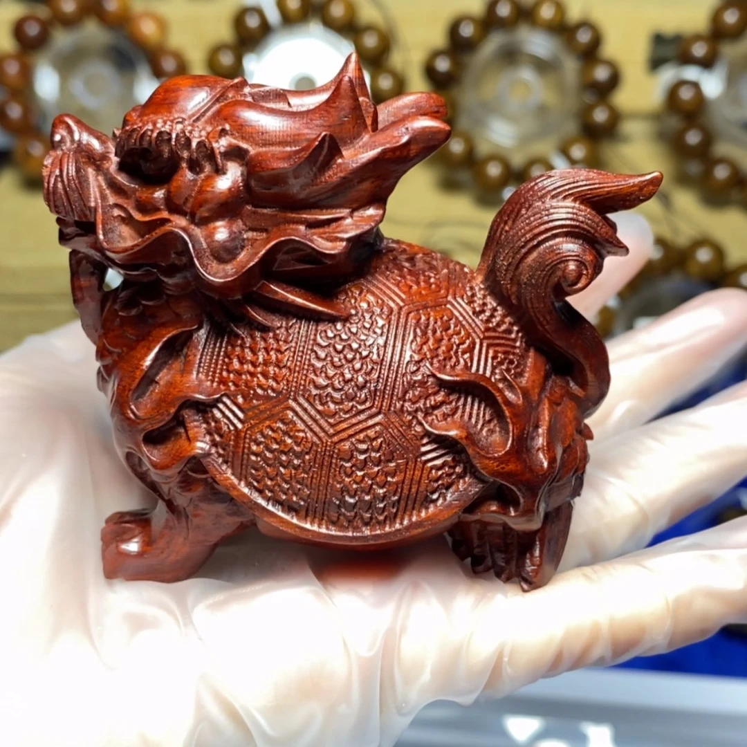 【闪购商品】染料紫檀（血檀）把件血檀老料龙龟