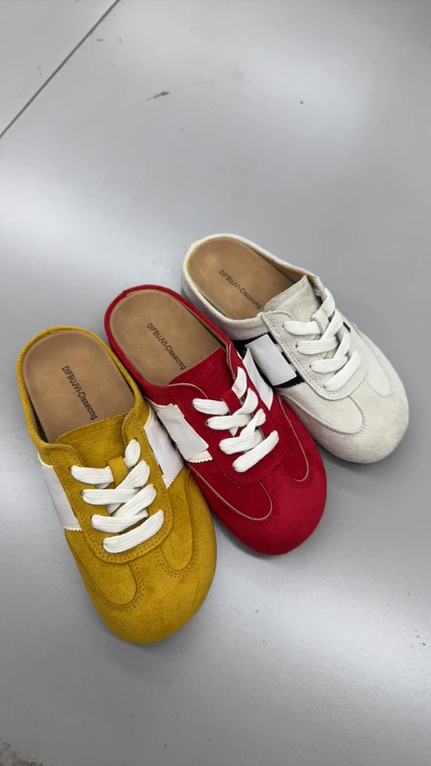 3899韩版半拖日常宝宝软底浅口包头包头拖平底平跟拼色