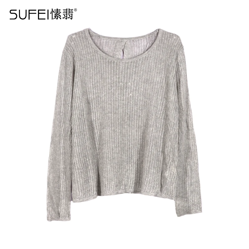 SUFEI/愫翡S52ZZ0505A 夏季新款简约圆领针织衫 0505