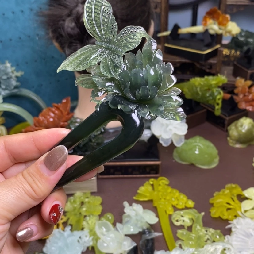 【闪购商品】岫玉发簪发簪盘发发簪未镶嵌?*蓝