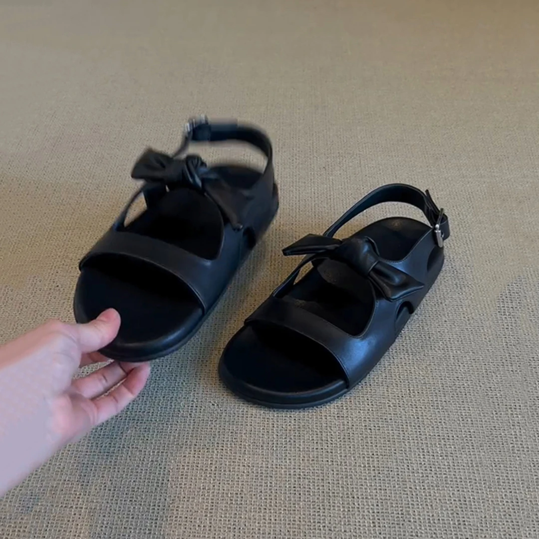 【DR设计师联名】羊皮版~优雅复古时尚蝴蝶结圆头明星同款百搭鞋子