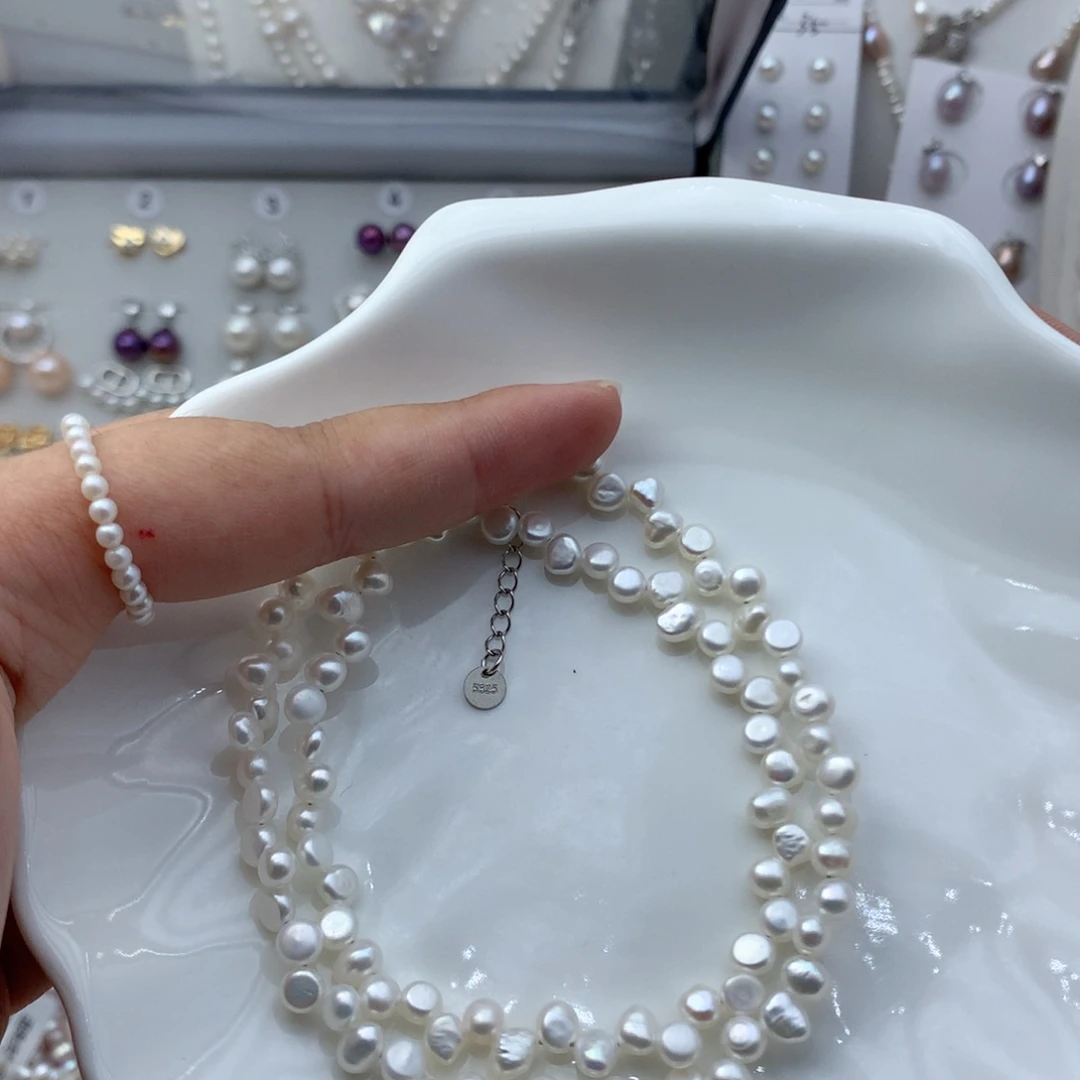 银S925镶嵌颈饰淡水珍珠