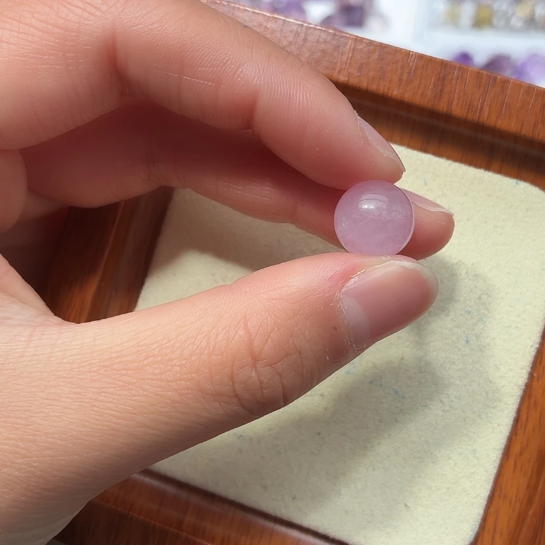 银S925镶嵌水晶珠宝半成品紫锂辉单珠