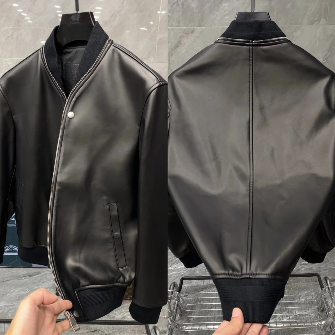 秋季新款男士轻奢时尚休闲潮流羊皮剖层夹克外套 2510