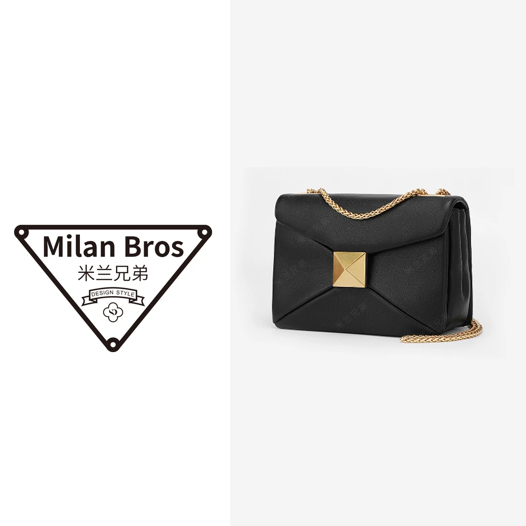 【米兰兄弟】头层牛皮小方包黑色