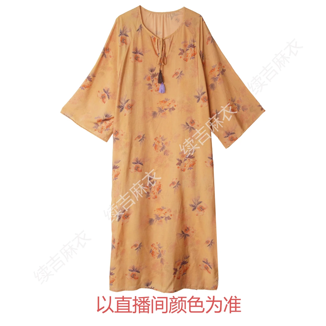 夏-续吉麻衣25-1307【瑶风宽松】气质印花国风宽松设计感连衣裙