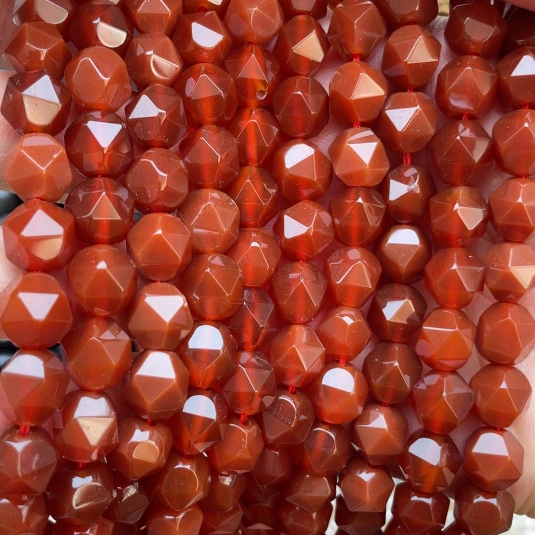 玛瑙/玉髓未镶嵌珠宝半成品红玛瑙1条卡10角度切