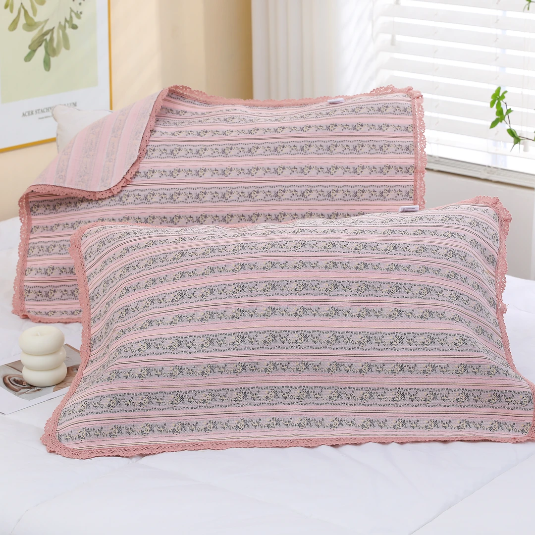 【北奈かわ会社】纯棉加大透气吸汗枕巾一对装54*78cm花田