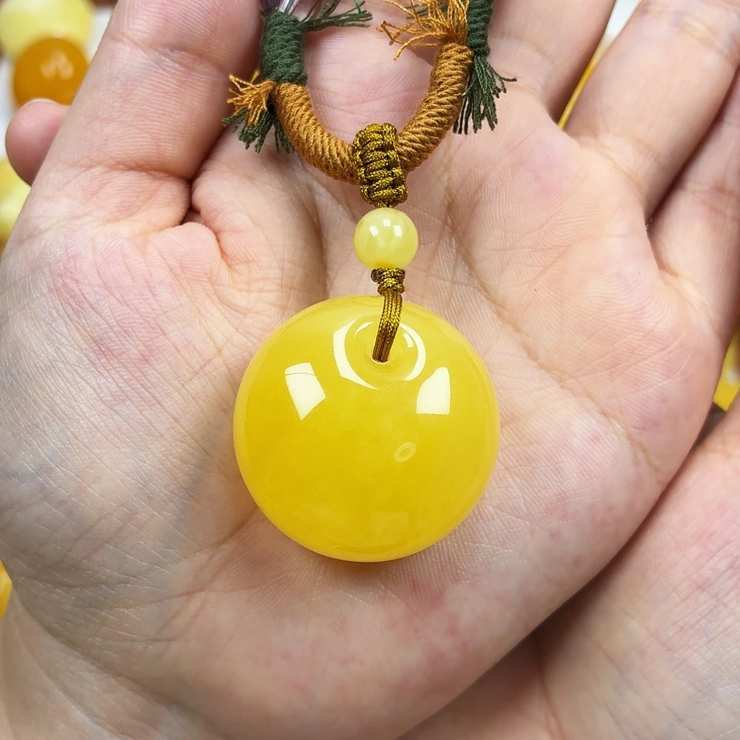 蜜蜡颈饰未镶嵌焦皮公主扣