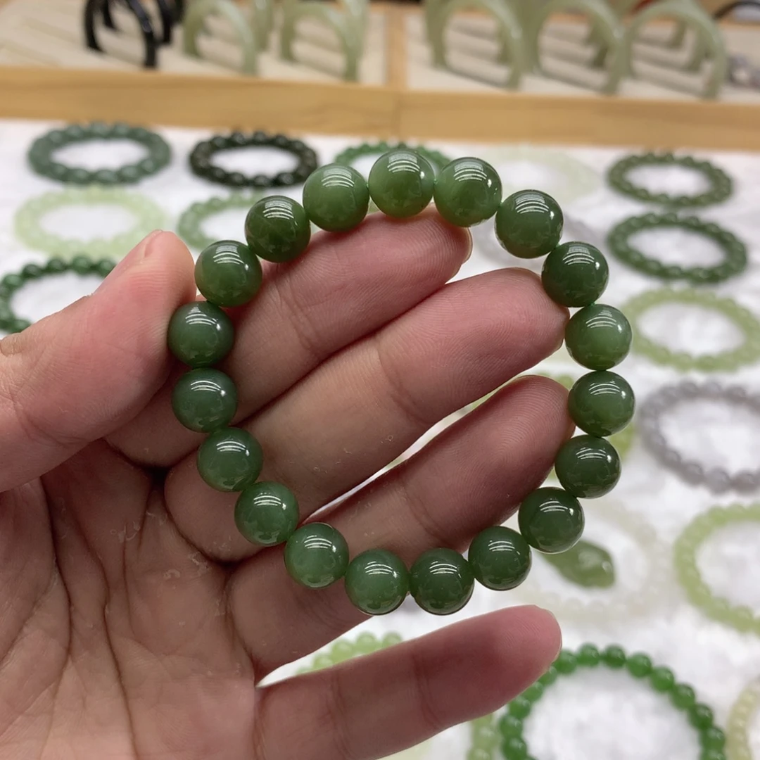 和田玉未镶嵌手串（碧玉9.8）