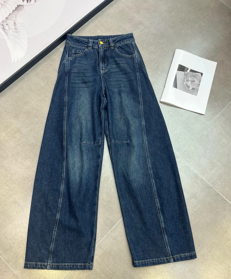 牛仔裤阔腿裤做旧韩版水洗裤子长裤法式弯刀裤百搭夏季