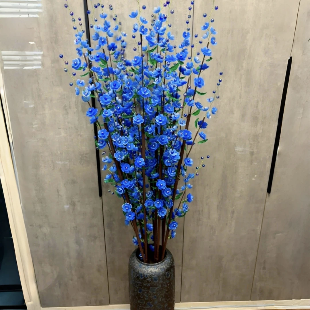 【送长杆】仿玉落地木槿花材料包（无花瓶）LZ