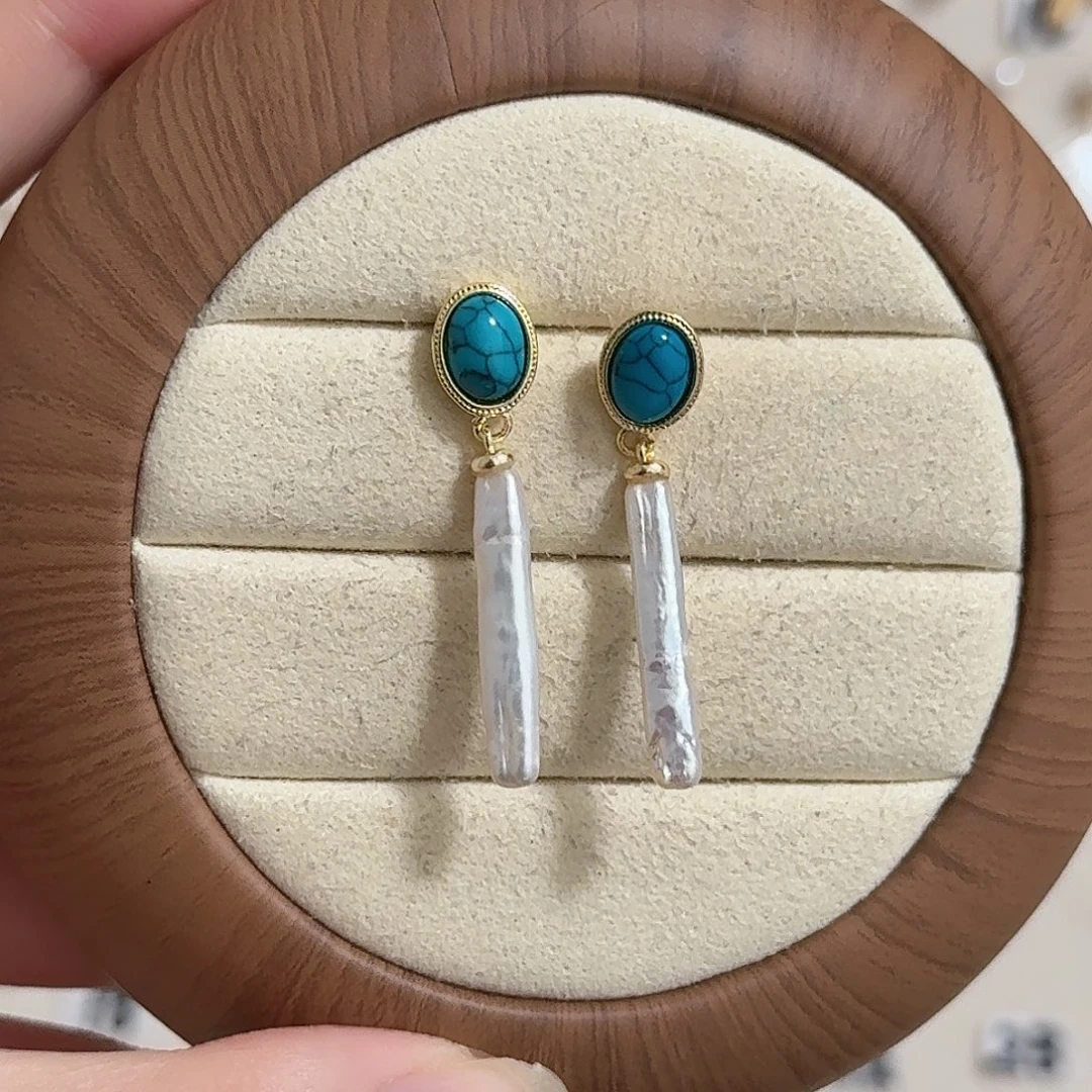 银S925镶嵌耳饰淡水珍珠