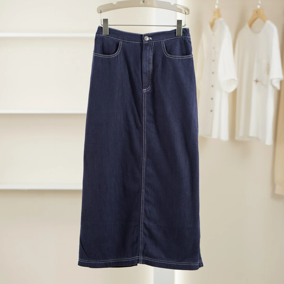 麦迪尚品【艺素】5042389 时尚简约百搭直筒软牛仔裙夏季轻薄女装