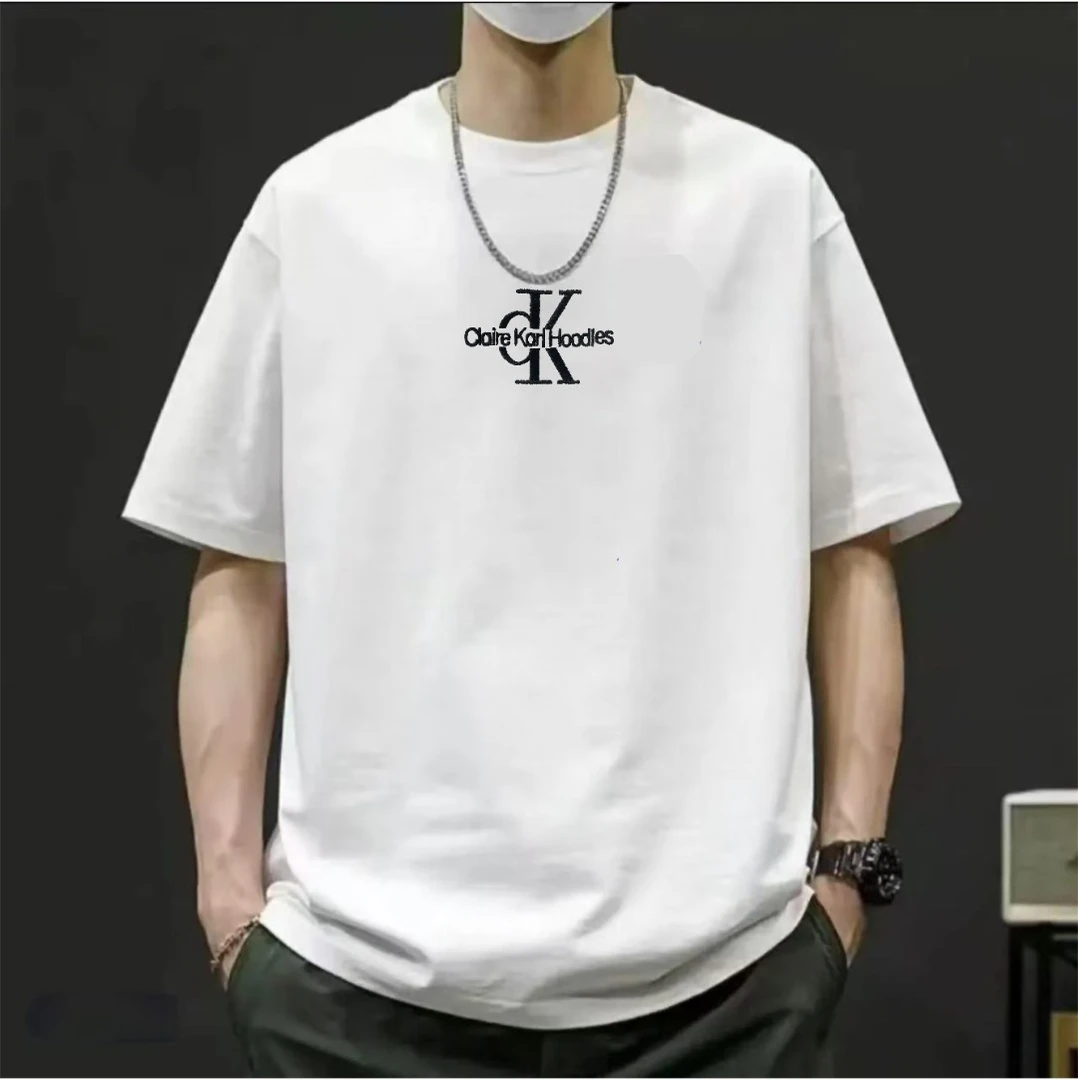 《万针刺绣.CK》纯棉t恤男潮牌轻奢痞帅240g重磅新疆长绒棉