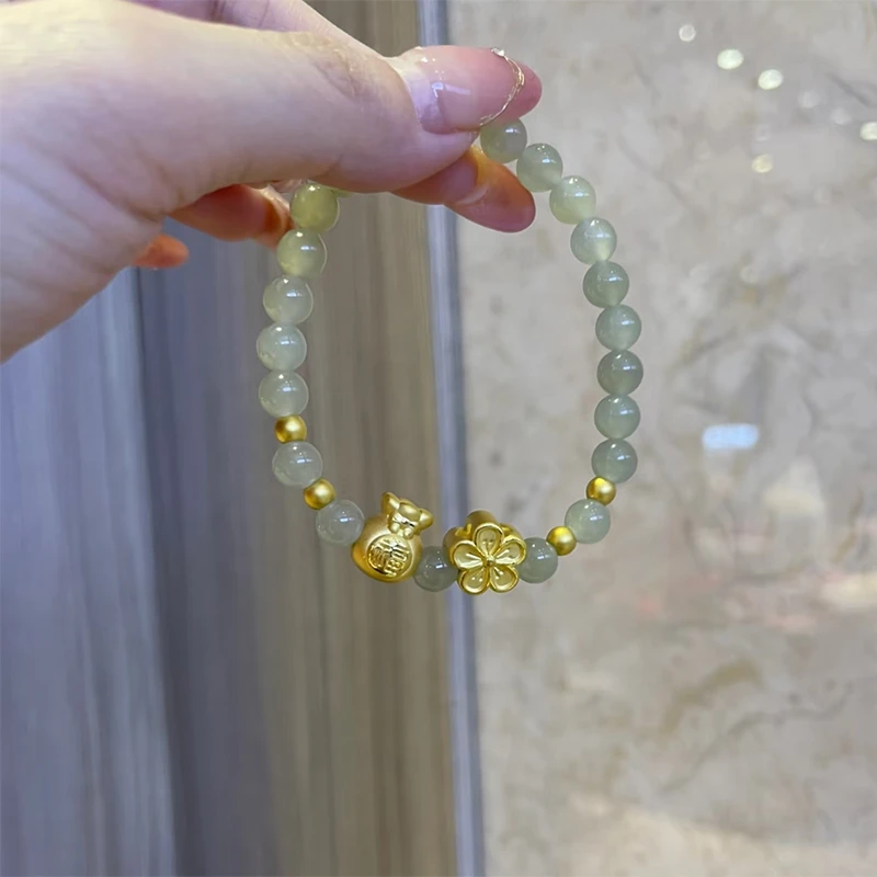 铜合金手链 小桃花手链女轻奢小众精致手串2025新款串珠手饰礼物