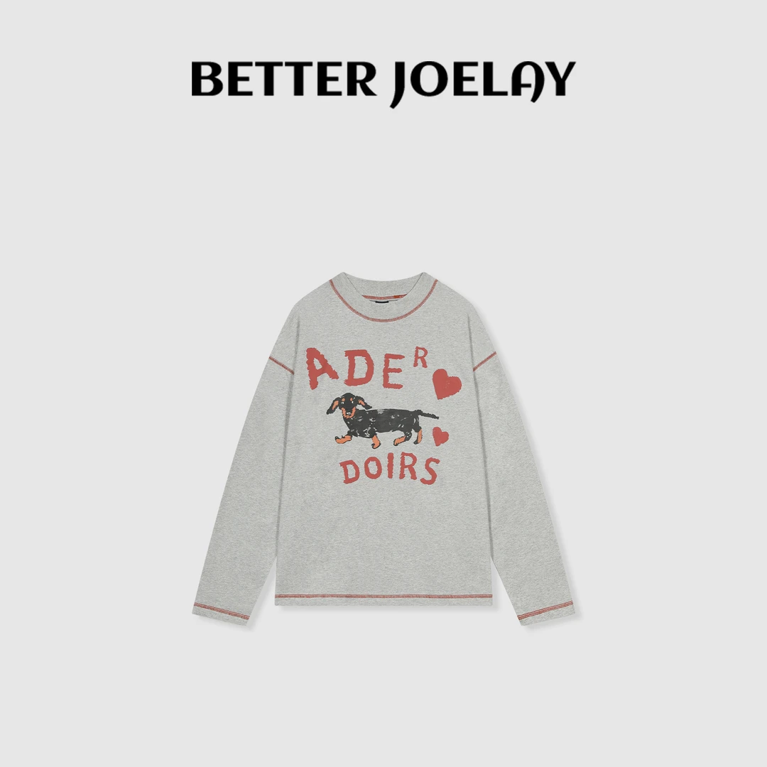 BETTER JOELAY-【呆萌腊肠狗】百搭长袖T恤休闲宽松简约通勤KH1363