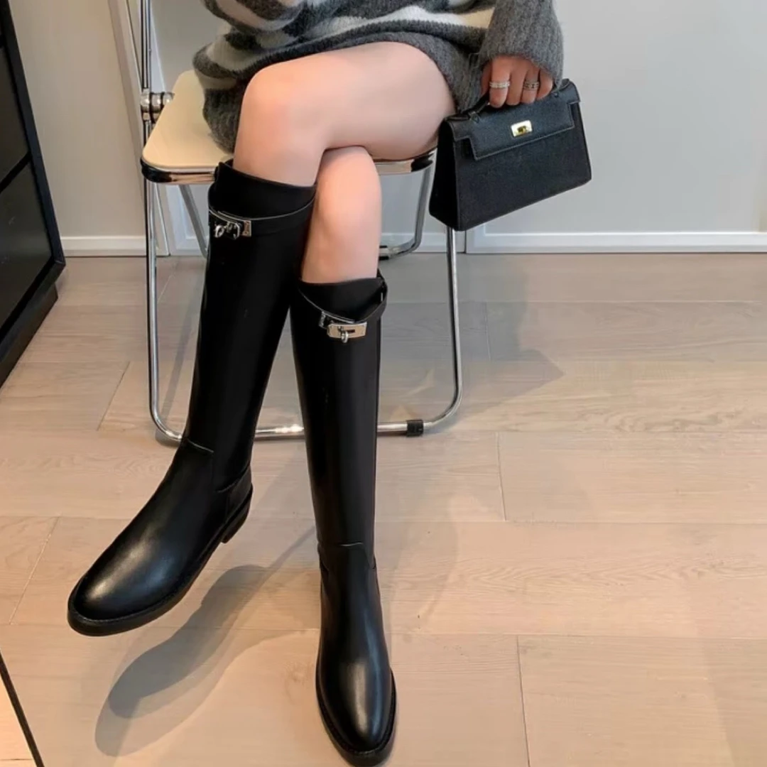 99新 Hermes/爱马仕 98新 爱马仕/Hermes  银扣骑士靴 36.5码