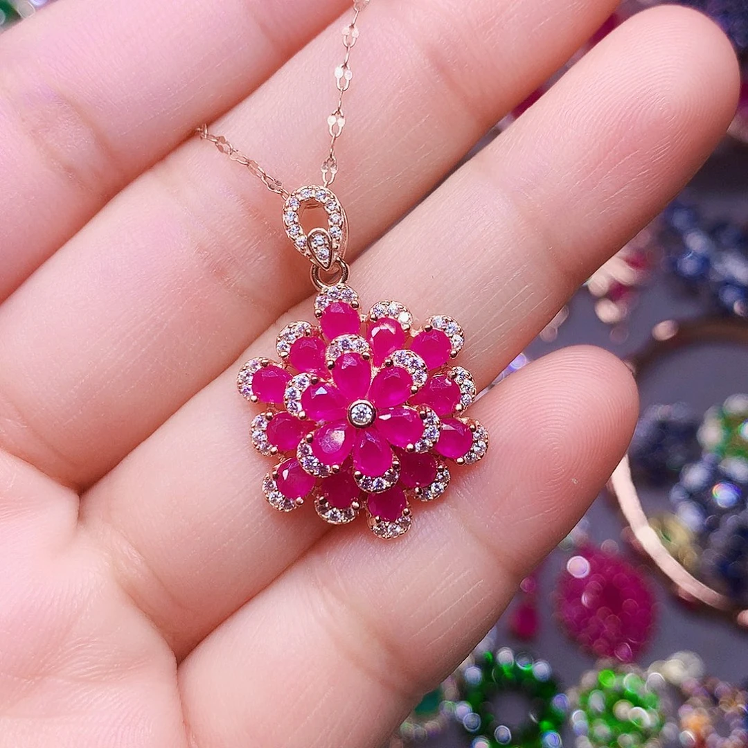 颈饰银S925镶嵌红宝石