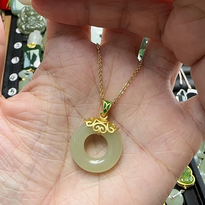 颈饰银S925镶嵌和田玉