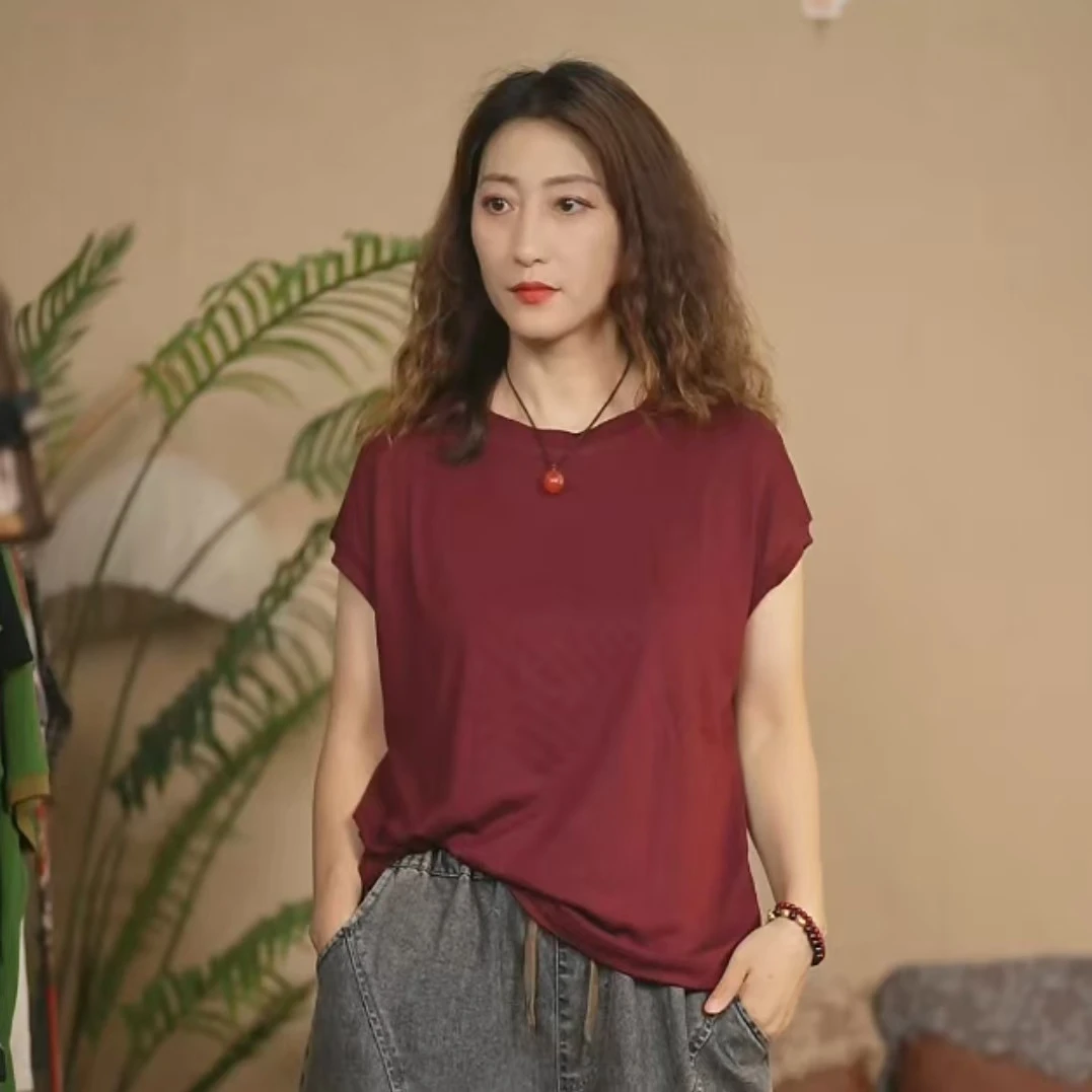 2820圆领飞飞袖短袖时尚宽松T恤