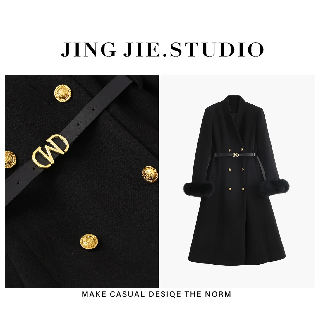 【毛呢外套】JINGJIE STUDIO敬姐 秋冬款轻奢气质加绒毛呢外套 9985