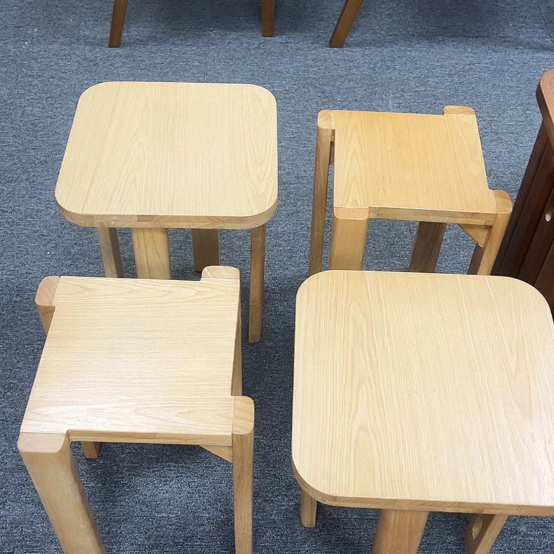 实木家具方形原木色叠叠凳