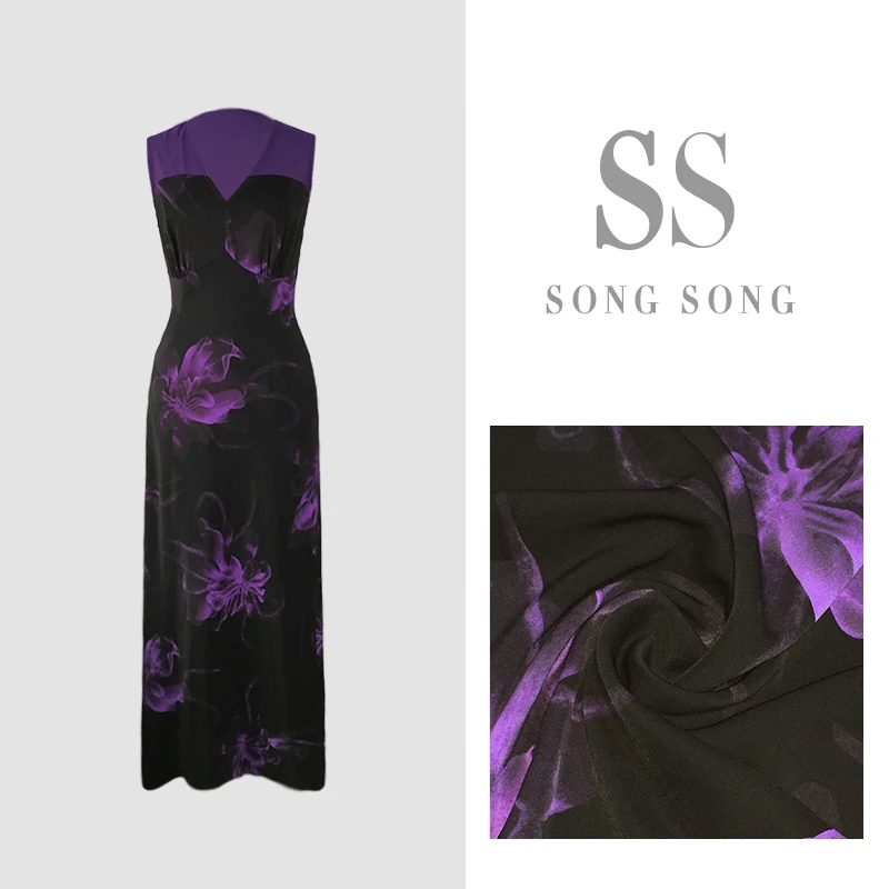 SONG-原创【连衣裙-紫霄轻绕】新款重工晕染拼接网纱设计时尚百搭