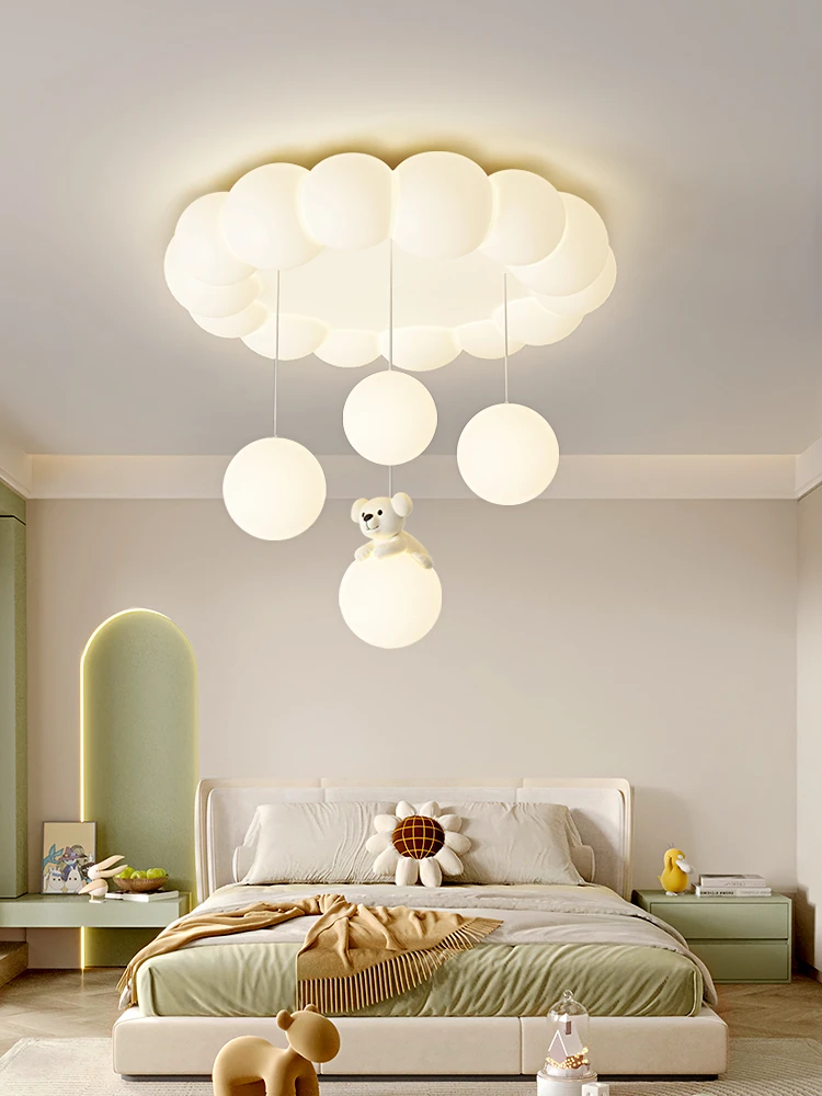 护眼奶油风云朵主卧室灯吸顶灯可爱少女孩公主儿童房间灯中山灯具