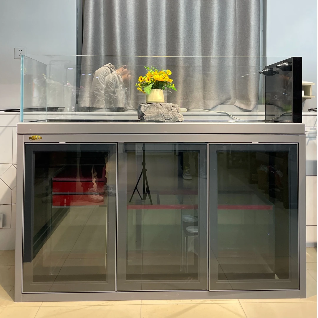 锦澜悦鲤 极窄150*50*40溪流缸4cm溢流8mm超白底滤干湿分离可定制