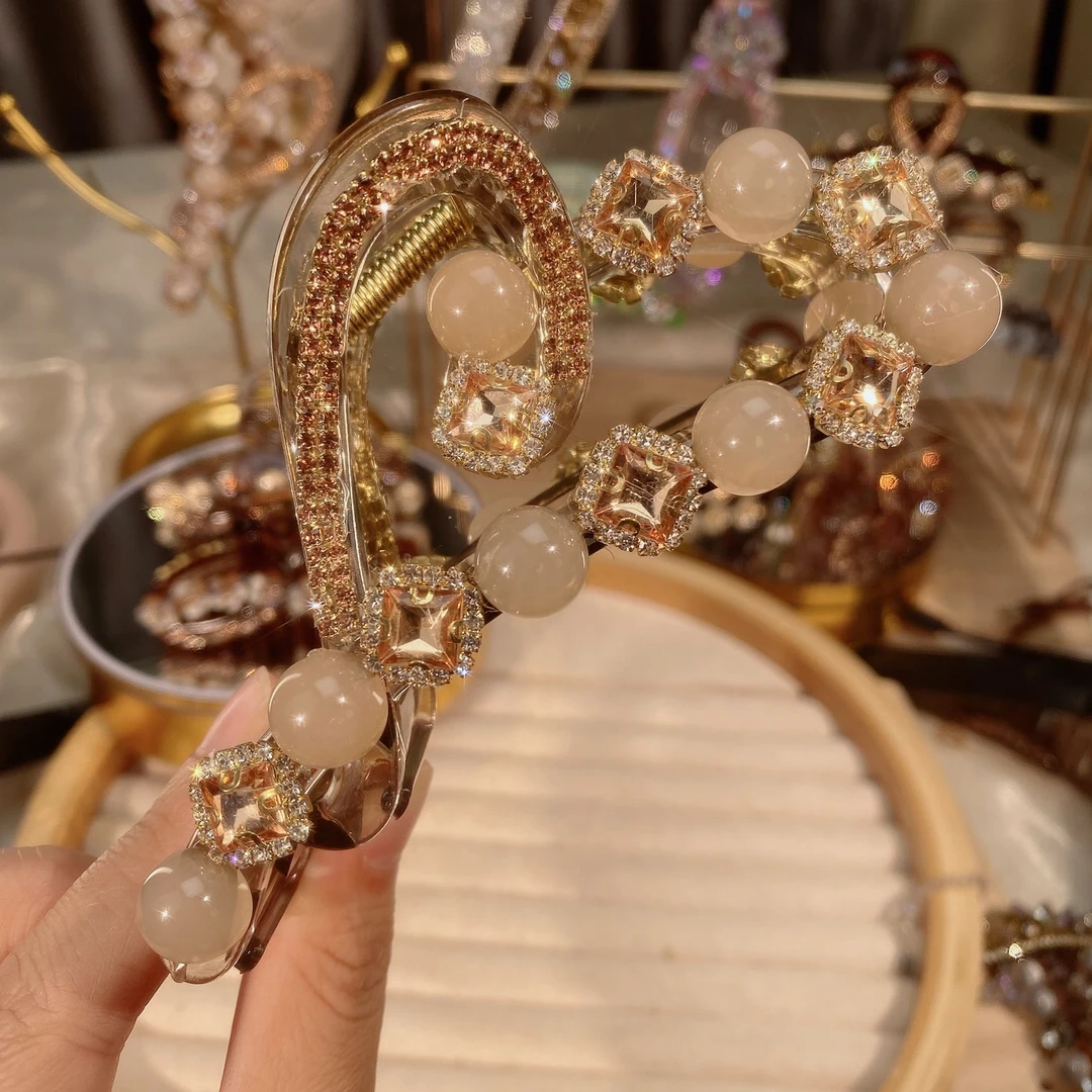 M1198夏季新款爱心方糖钻大号12公分抓夹气质网红时尚法式简约