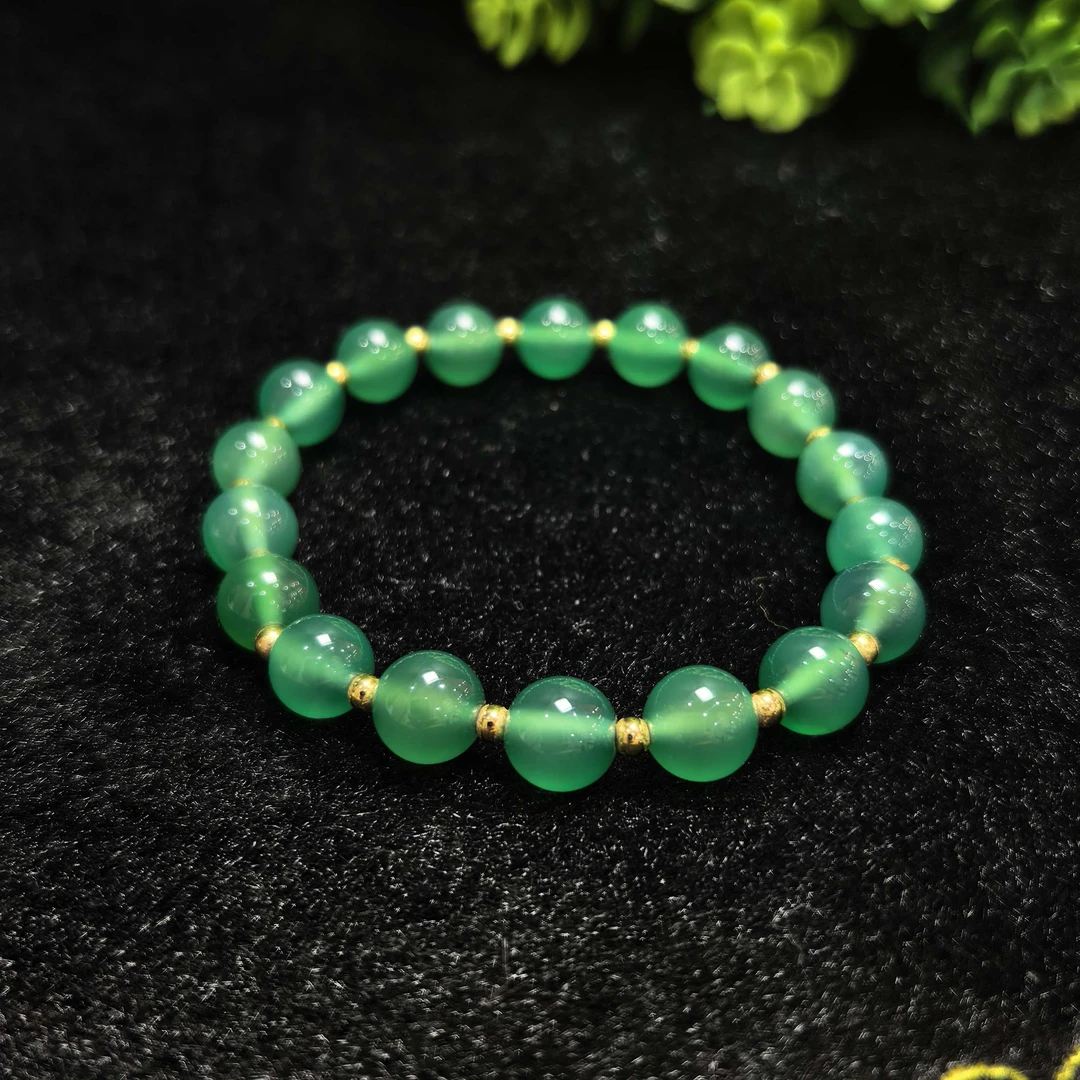 S1209（玉夫人）青翠芙蓉玛瑙绿手串-送礼佳品