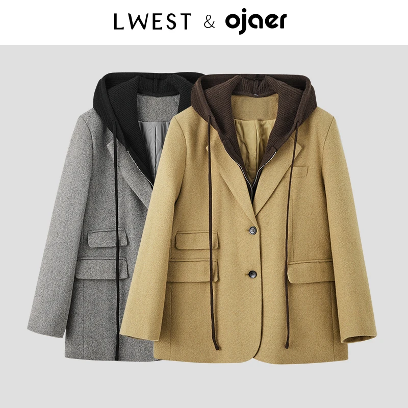 【鸥纪儿粉丝专享】朗文斯汀时尚假两件连帽短外套DZMW3512B12387