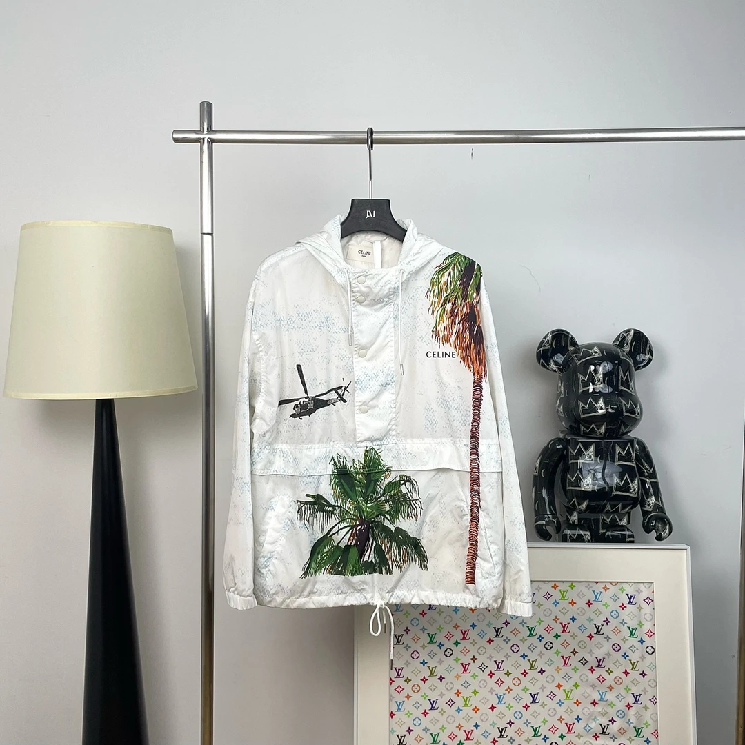 99新 Celine/思琳 6798/印花连帽夹克外套/50码/99新/公价15000