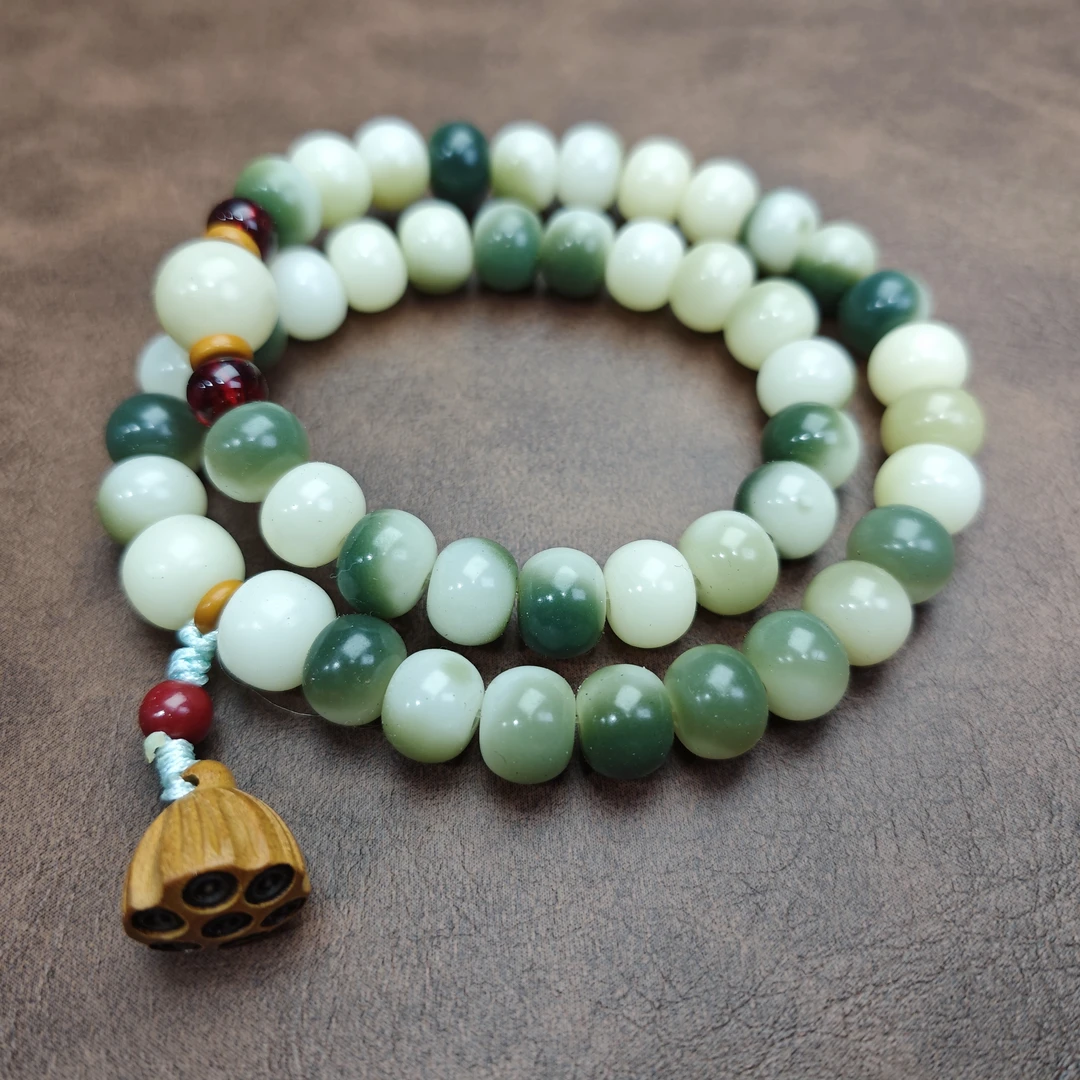 菩提根绿飘花双圈莲蓬款