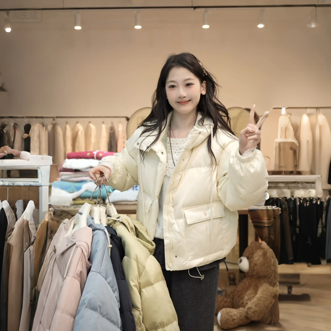 【闵笑一】云朵面包25冬新款小个子百搭羽绒服女装潮牌保暖连帽