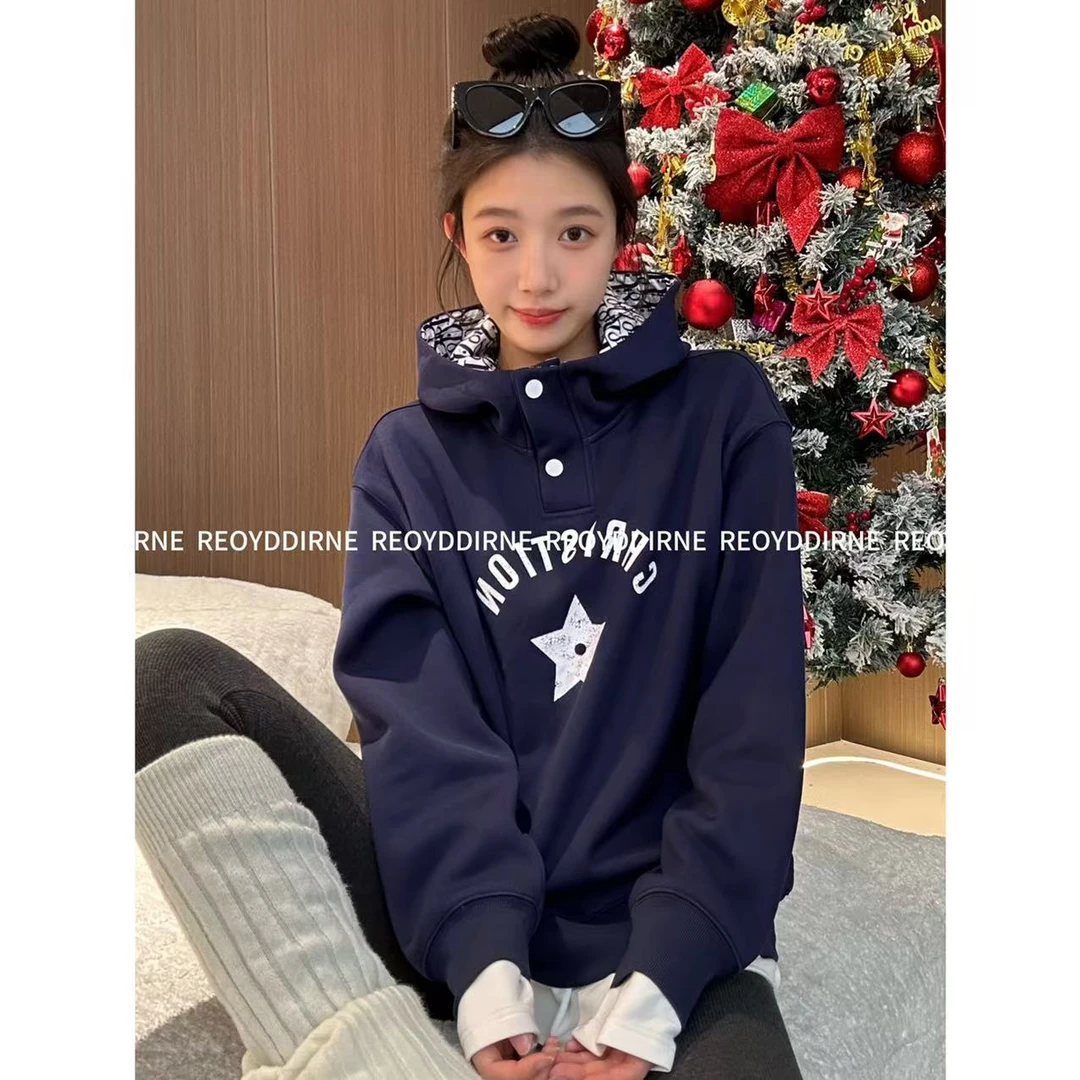 兔兔TUTU-【Reoyddirne】25早春印花加绒加厚连帽长袖卫衣118336