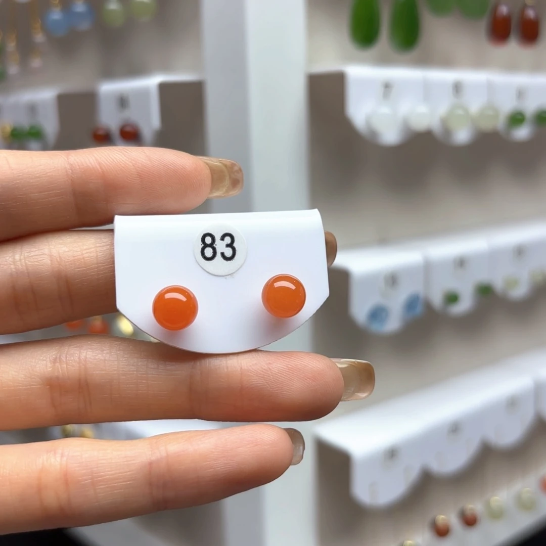 南红玛瑙银S925镶嵌耳饰