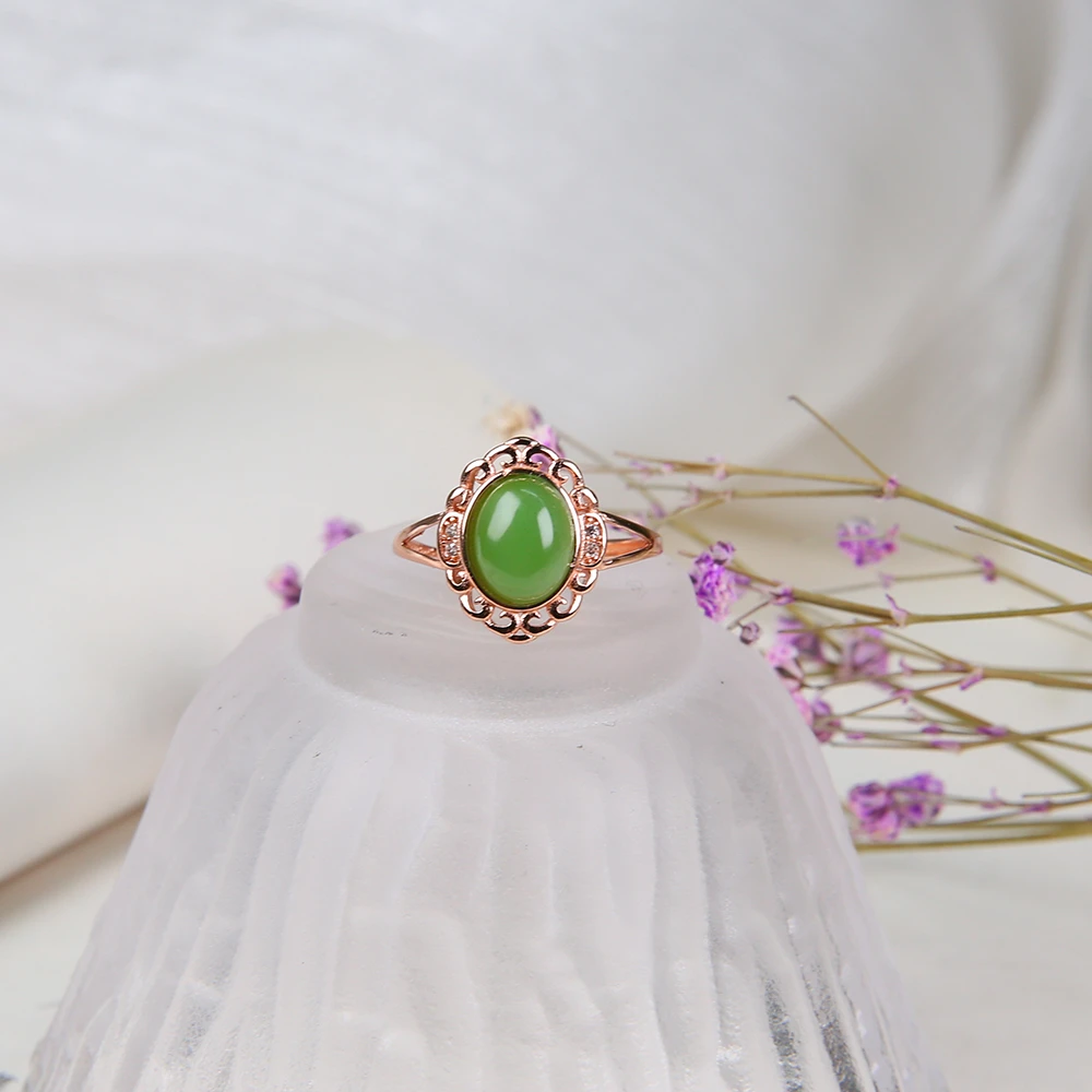 HW【麦子家族618大促】天然和田玉S925银戒指可调节时尚F0426