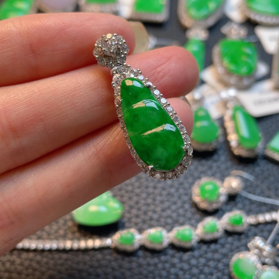 翡翠银S925镶嵌吊坠(不含链)戒指