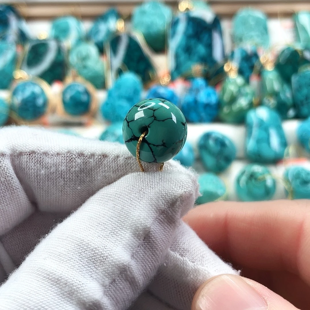 绿松石未镶嵌车挂直径14.5