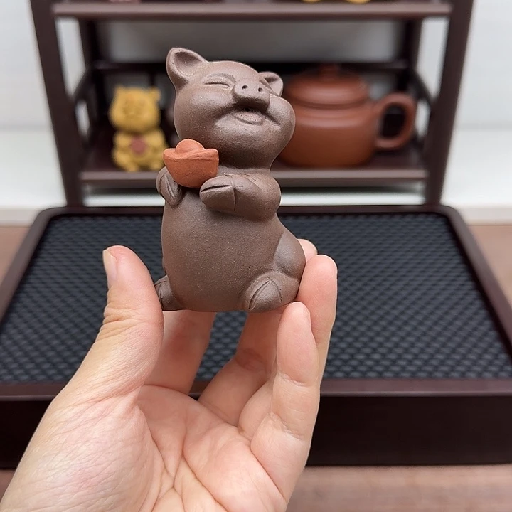 茶案紫泥猪猪茶宠
