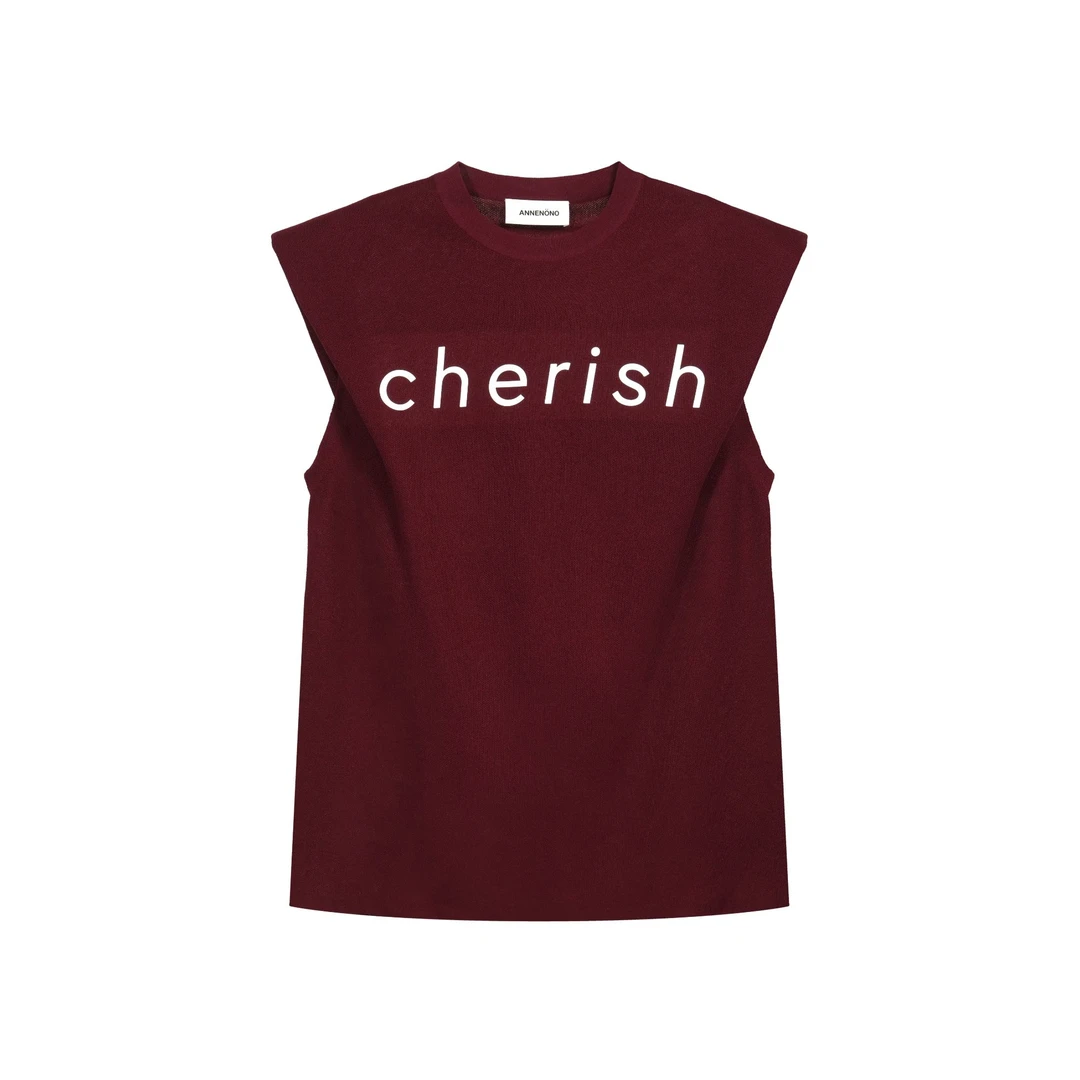 ANNENONO 设计师品牌 25春夏新品无袖字母修身型显瘦短款紧身T恤