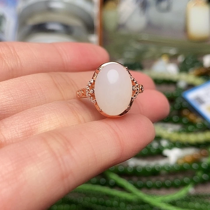 和田玉银S925镶嵌戒指