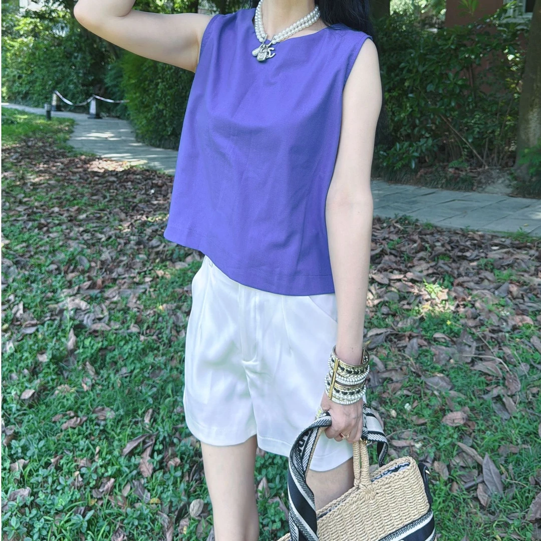 M52B020慕之淇高腰显瘦阔腿薄款西装面料休闲短裤