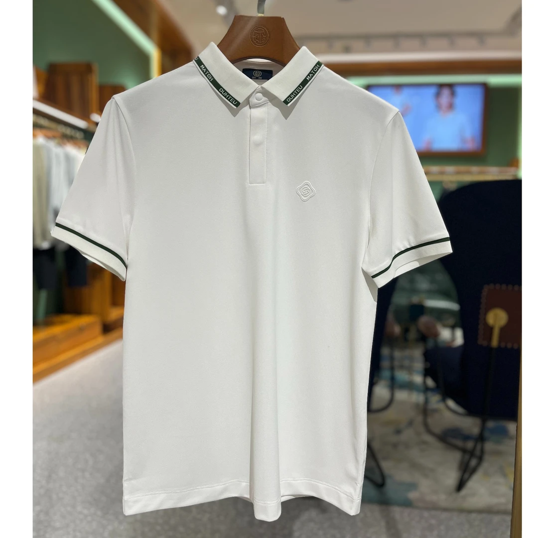 欧度25年夏季新品短袖男士翻领白色百搭