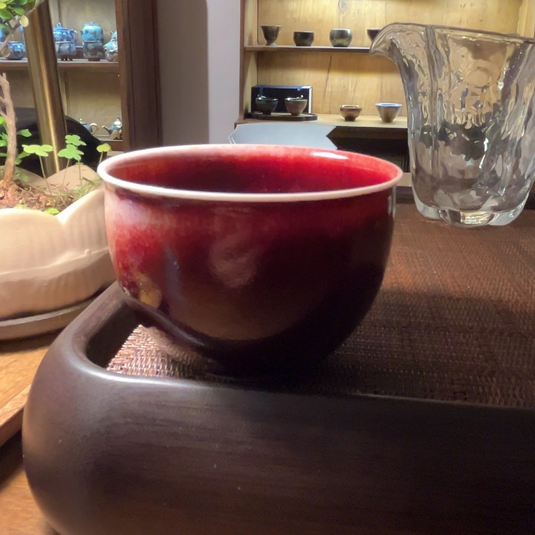 景德镇陶瓷柴窑郎红缸杯