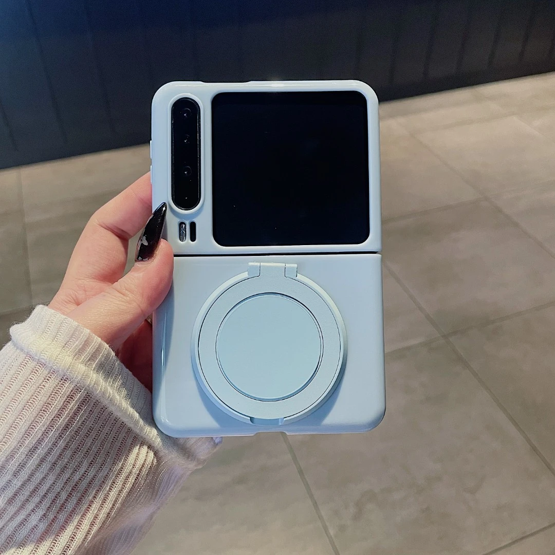 适用华为PuraX典藏版折叠屏手机壳多巴胺色亮面烤漆purax旋转支架