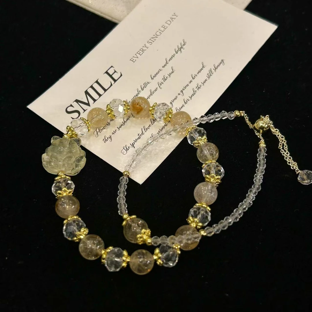 YIMI 天然水晶黄塔晶套装手链x235（8毫米）